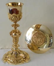 Antique solid silver gilt French Baroque Chalice